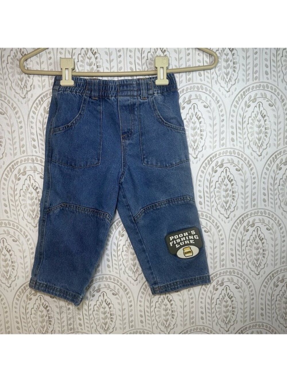 Vintage Disney Winnie the Pooh Toddler Jeans Pooh's Fishing Lure Patch 24 Months